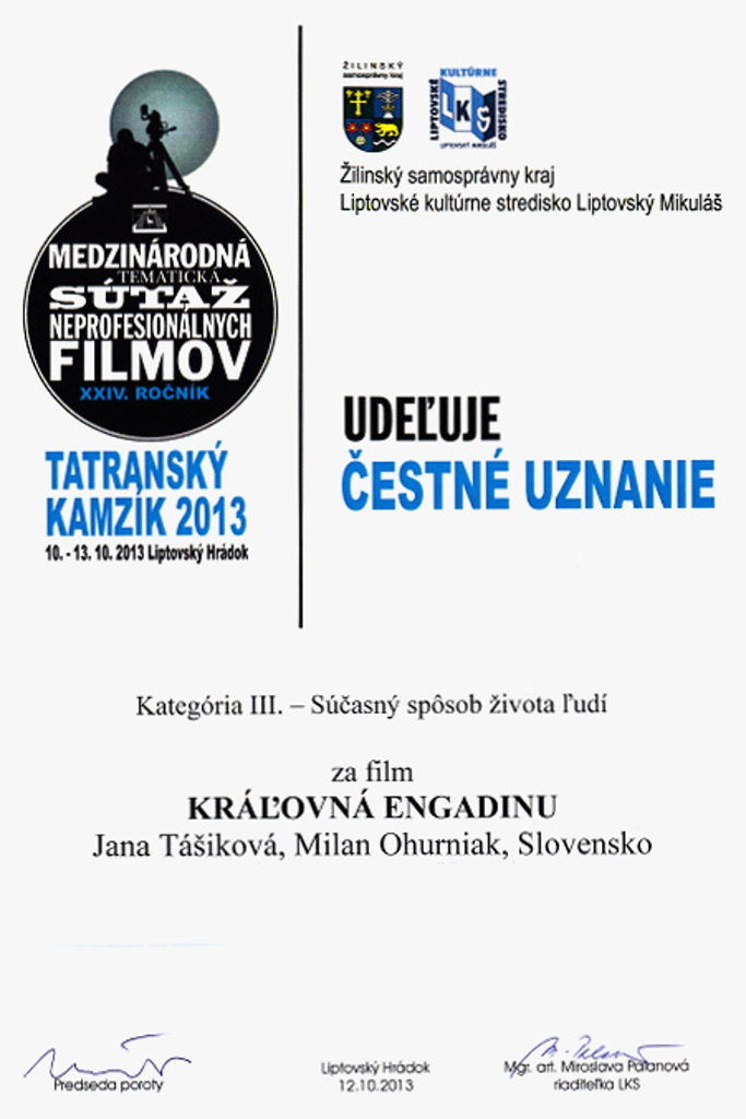 013-Tatranský Kamzík - čestné uznanie 2013